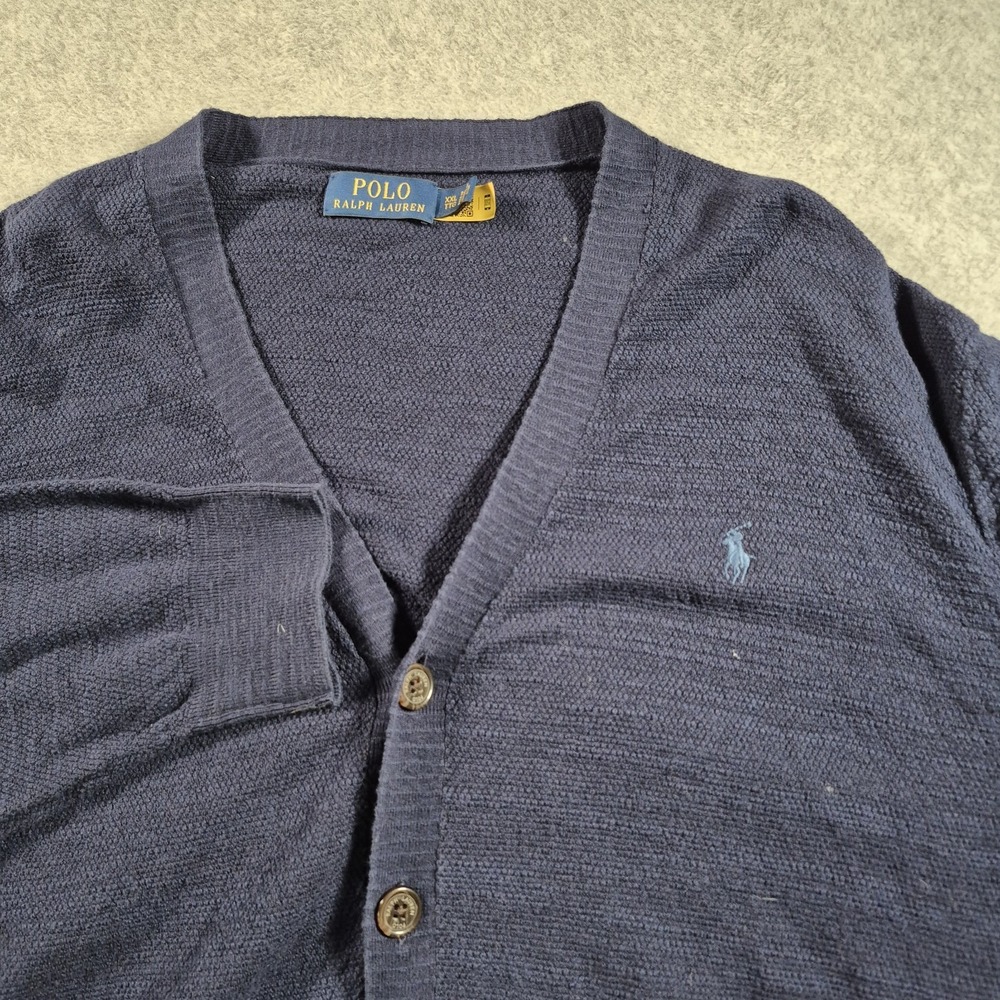 Polo Ralph Lauren Navy Blue Cotton Linen Blend Cardigan Sweater Jacket Sz 2XL